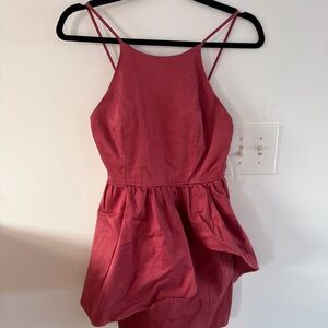 Sleeveless Spaghetti Strap Peplum Pink Dress